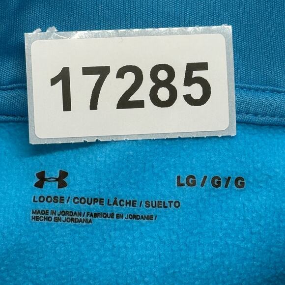 Under Armour Hoodie Womens Large Blue Chenille Shine Fleece Lined Big Logo - Picture 10 of 10